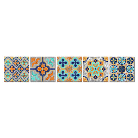 Vibrant orange and blue: the fashionable rhythm of tile stickers