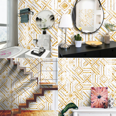 Gorgeous golden and white tone: the dazzling luxury of tile stickers