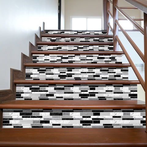 Black and White Modern Minimalist Wall Tile Shaped Stickers 12PCS