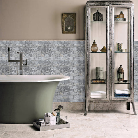textured stone wallpaper for bathroom