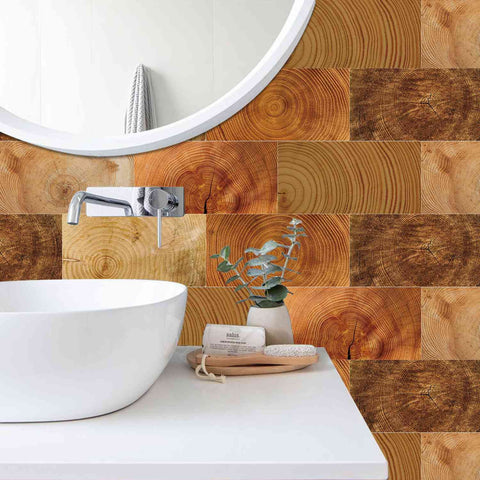 Effect Stick on Tiles for Bathroom Walls, Kitchen Backsplash, and Easy Home Renovation
