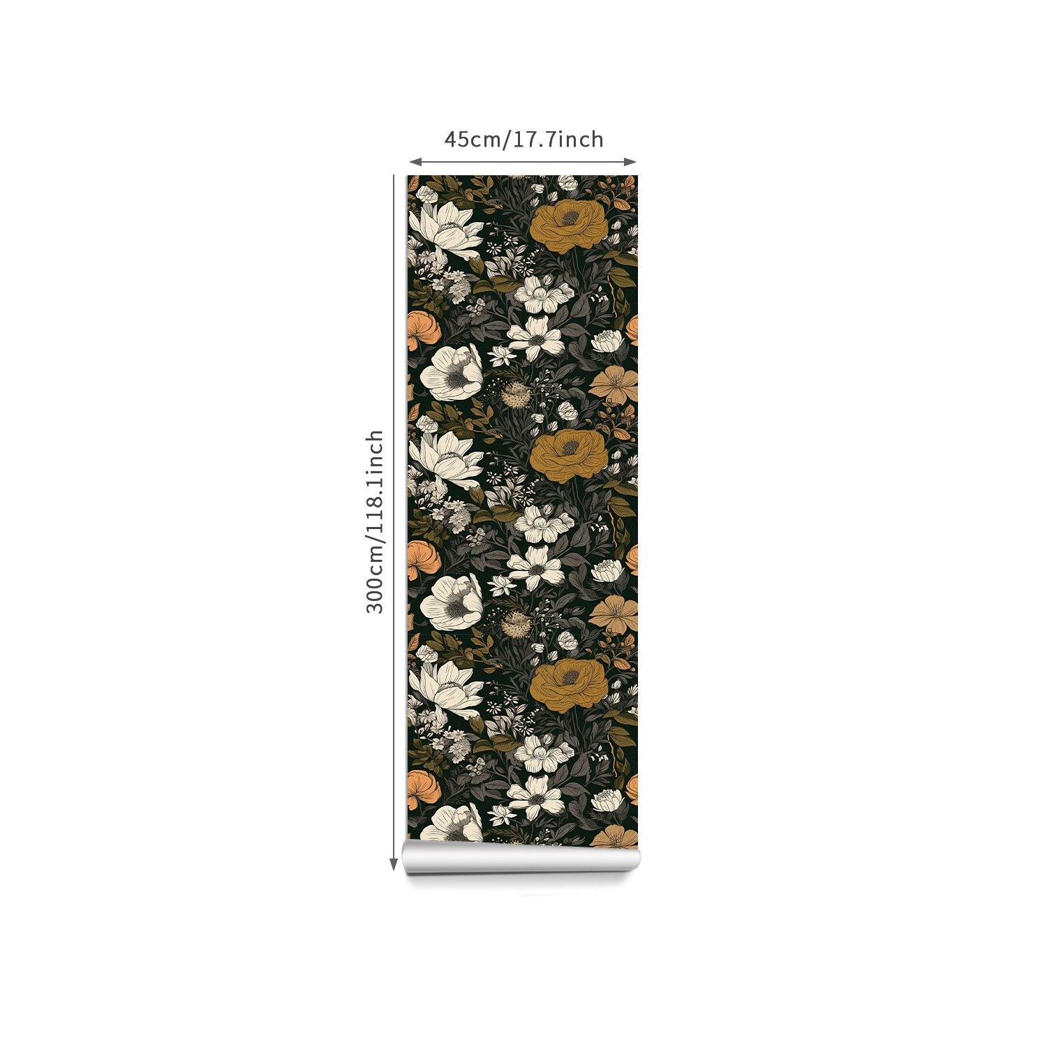 dark floral peel and stick wallpaper size