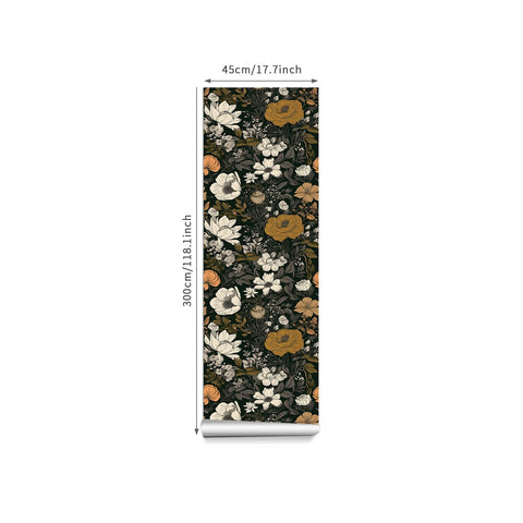 dark floral peel and stick wallpaper size