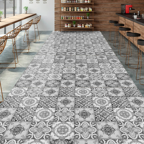 Grey and White Retro Art Thickened Frosted Tile Stickers 5 PCS
