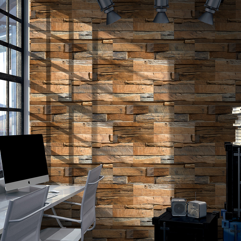 Vintage Sandalwood Texture Wallpaper for Study Remodeling