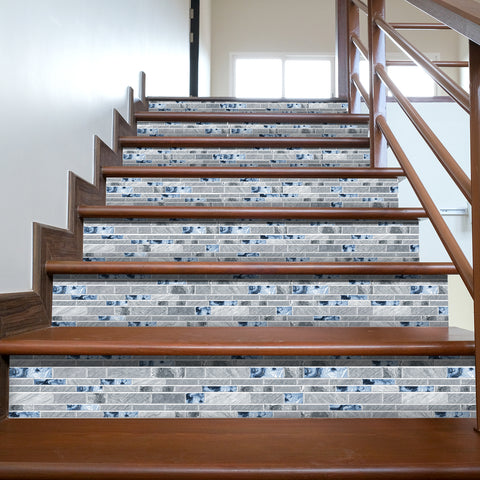 Blue Modern Minimalist Wall Tile Shaped Stickers 12PCS