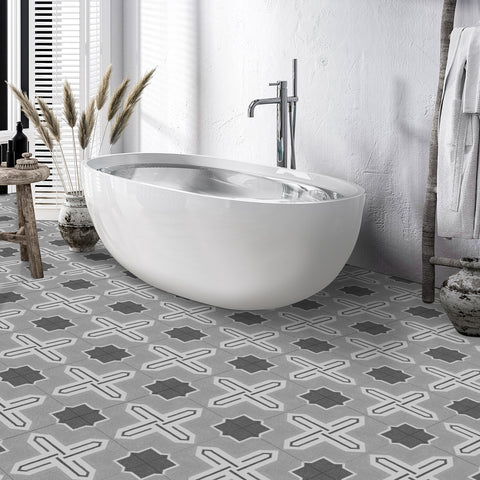 The perfect blend of art and practicality - Scandinavian style grey and white thickened frosted floor stickers