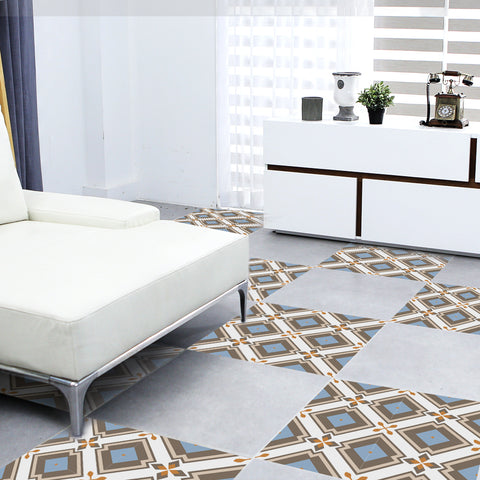 Stylish Beige and Blue Decorative Diamond Tile