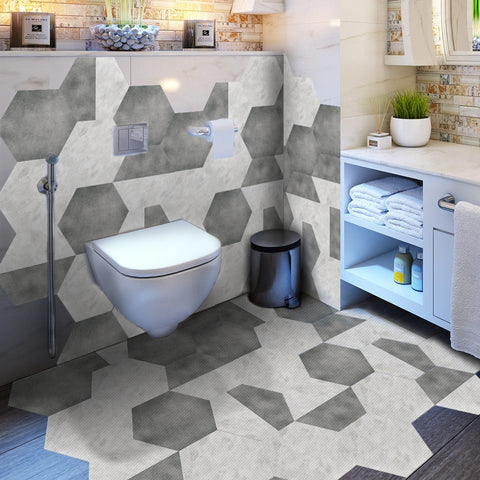 Simple gray and white hexagonal tiles: creative fashion, personality charm