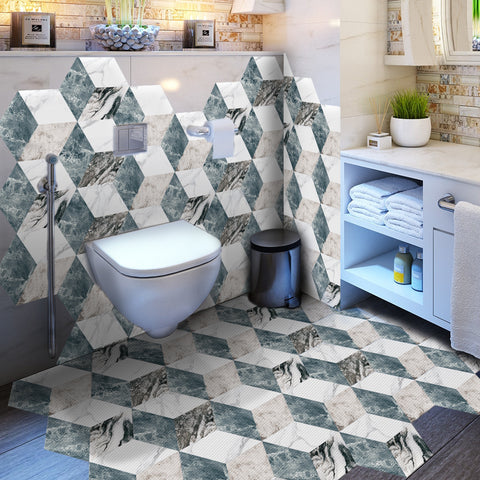 Marble and rock texture hexagonal tiles: geometric beauty, warm and steady