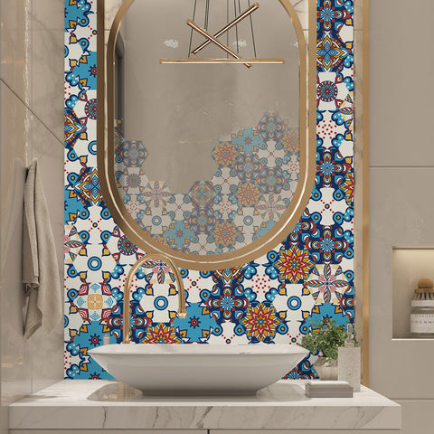 Colorful geometric oriental culture tiles: unique visual experience