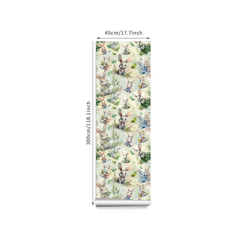 Watercolor Forest Bunny Wallpaper - Fresh Green Leaves and Soft Pastel Hues