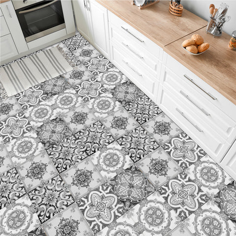 Grey and White Retro Art Thickened Frosted Tile Stickers 5 PCS