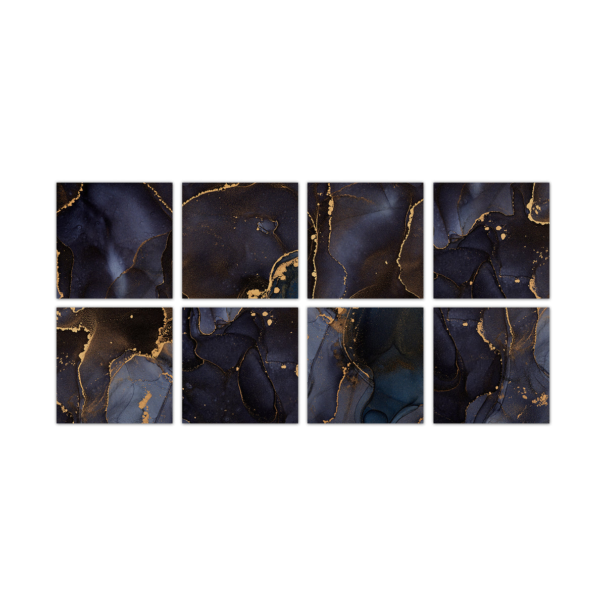 Deep Blue Elegant Marble Tile Stickers  LuxuryWallpapers 8Pcs Self-Adhesive