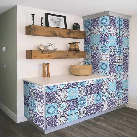 Fresh blues - Mediterranean style tile stickers