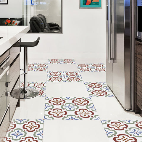 Colorful Retro Flower Design Tile