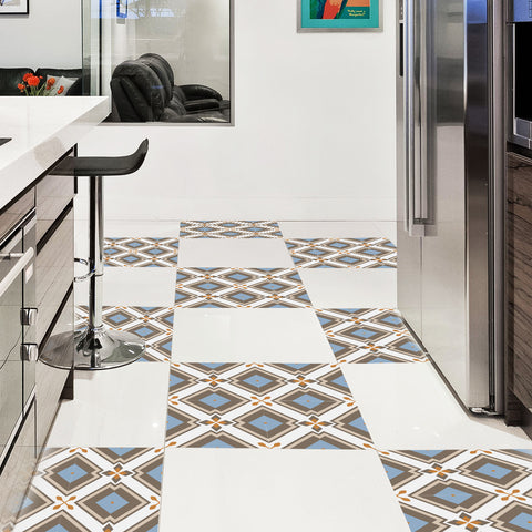 Stylish Beige and Blue Decorative Diamond Tile