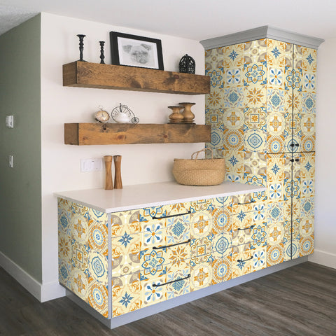 Yellow and blue fresh - pastoral ceramic tile stickers