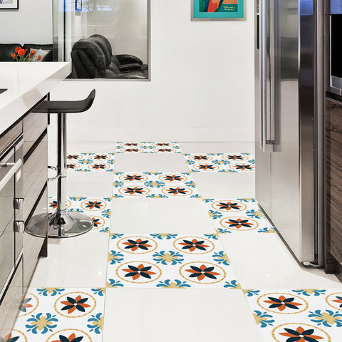 Colorful Flower Motif Wall Tile