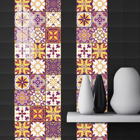 Gorgeous purple and yellow tone: the artistic bloom of tile stickers