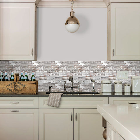 Vintage-Inspired Soft Gray and White Wood Peel and Stick Tile – Durable PVC with Unique Patterns