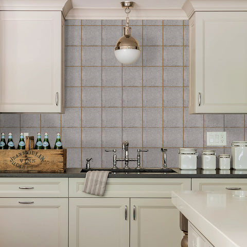 Brown Grey Modern Square Tile Sticker Elegant Wallpaper 10PCS