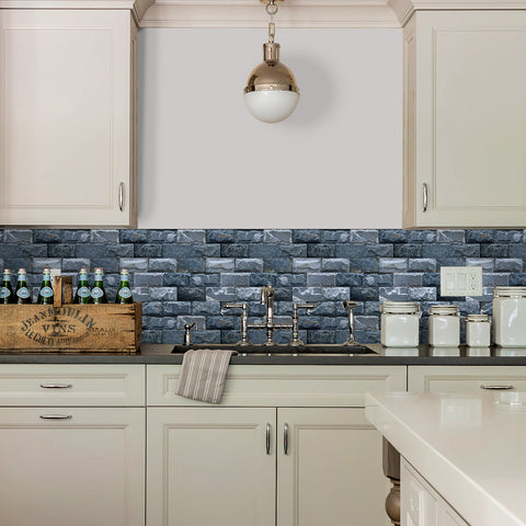 Grey Blue Nature Stone Tile Stickers Rustic Rock Wallpapers 10 Pcs