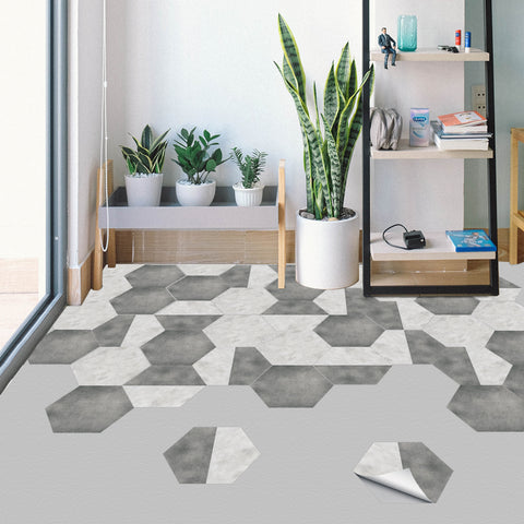 Simple gray and white hexagonal tiles: creative fashion, personality charm