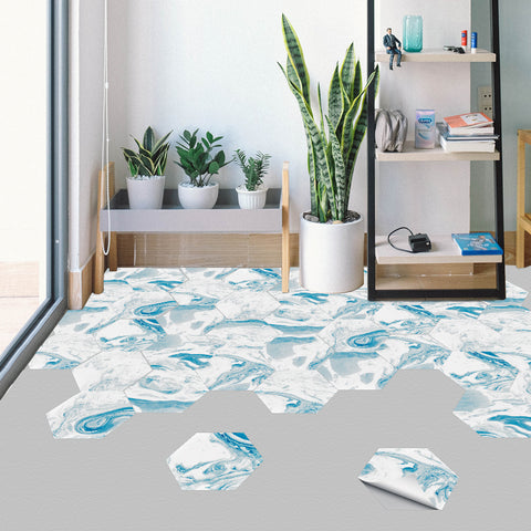 Blue and white marble splicing tiles: practical aesthetics, visual shock