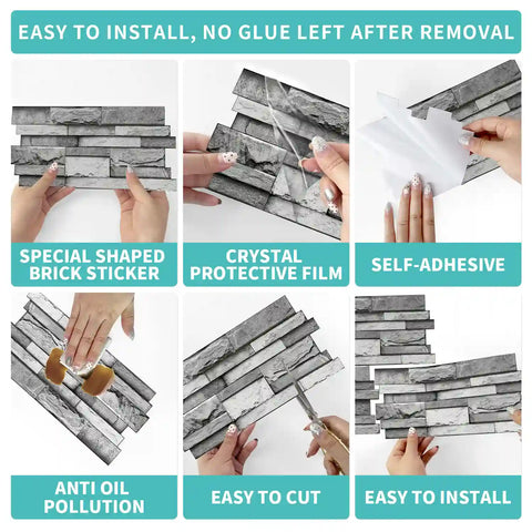 Special Shaped Marble Tile Sticker (Dark Grey) 12pcs Peel And Stick Wallpaper Luxury and Elegant Style Wall Decor