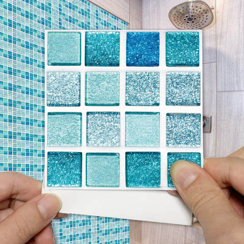 Greenblue Stone Wallpaper Stonelike Mosaic Wall Tiles Sticker Peel and Stick Fresh