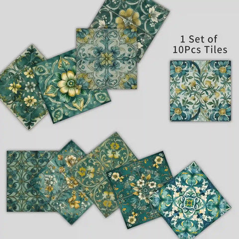 Fresh green and gold tone: the natural elegance of tile stickers