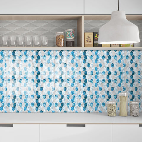 Light Blue Stone Like Texture Wallpaper Tiles Peel and Stick Wall Stickers Nature