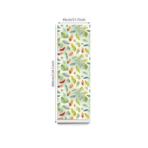 Fresh Watercolor Leaf Wallpaper - Colorful Green Leaves on Soft Blue Background