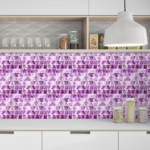 Purple and White Stone Texture Wallpaper Tiles Peel and Stick Wall Stickers