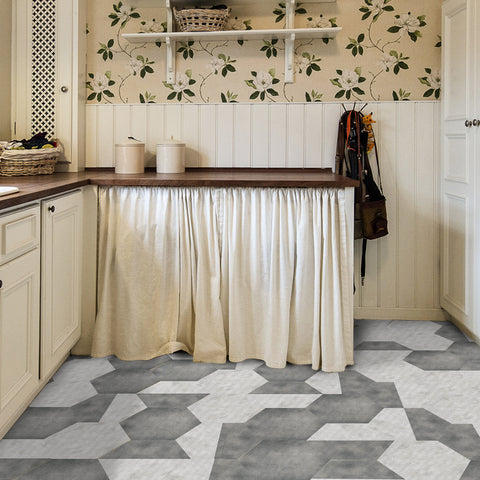 Simple gray and white hexagonal tiles: creative fashion, personality charm