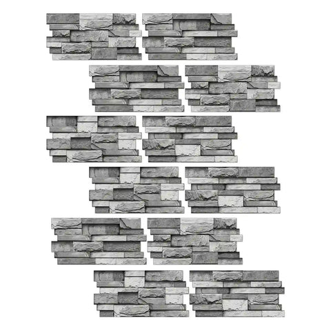 Special Shaped Marble Tile Sticker (Dark Grey) 12pcs Peel And Stick Wallpaper Luxury and Elegant Style Wall Decor