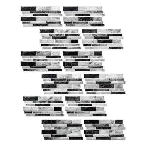 Special Shaped Marble Tile Sticker (Mixed Grey) 12pcs Peel And Stick Wallpaper Luxury and Elegant Style Wall Decor
