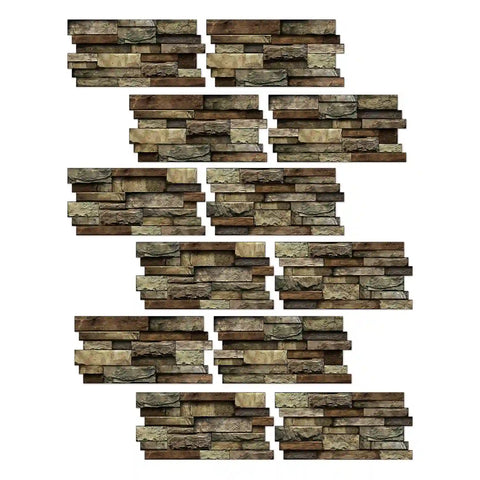 Special Shaped Marble Tile Sticker (Dark Brown) 12pcs Peel And Stick Wallpaper Luxury and Elegant Style Wall Decor