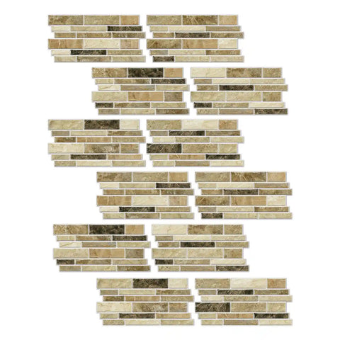 Special Shaped Marble Tile Sticker (Dark Yellow) 12pcs Peel And Stick Wallpaper Luxury and Elegant Style Wall Decor