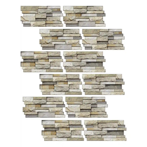 Special Shaped Marble Tile Sticker (Light Brown) 12pcs Peel And Stick Wallpaper Luxury and Elegant Style Wall Decor