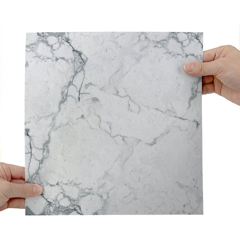 White Marble Texture Floor Stickers Peel and Stick Tile Easy to Apply Minimalist