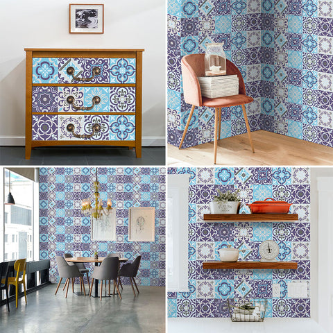 Fresh blues - Mediterranean style tile stickers