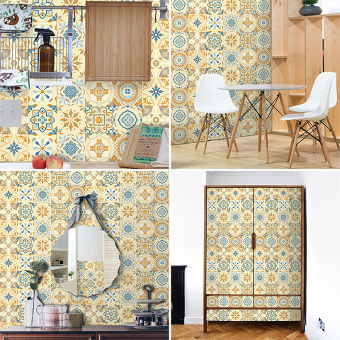 Yellow and blue fresh - pastoral ceramic tile stickers