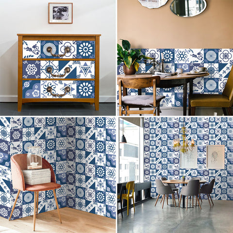Blue and white rhyme - Japanese simple tile stickers
