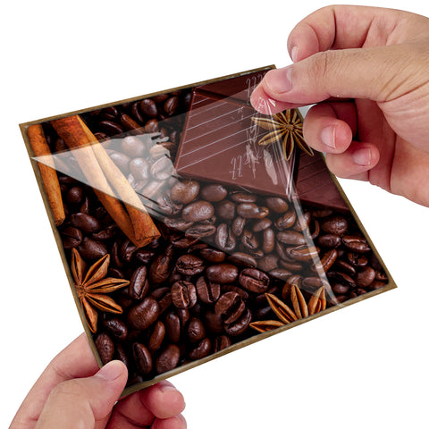 Dark Coffee Vintage Square Nature Tile Stickers 10PCS