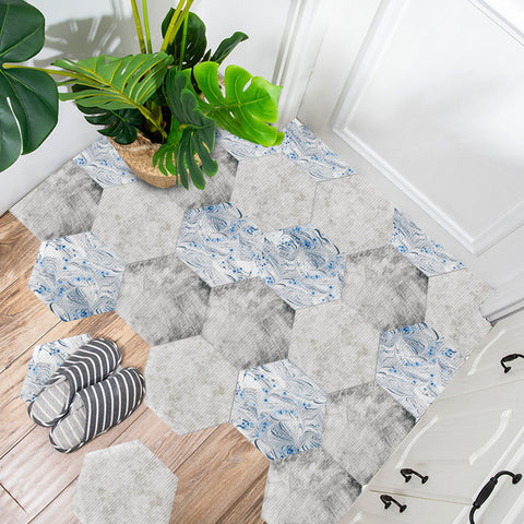 Blue and white interwoven hexagonal tiles: fresh and steady, personality charm