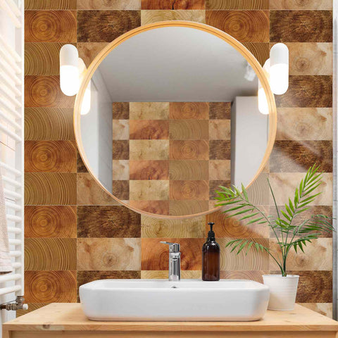 Effect Stick on Tiles for Bathroom Walls, Kitchen Backsplash, and Easy Home Renovation