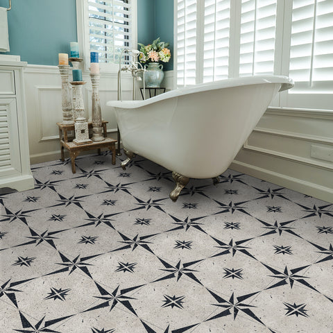 Removable Flooring Kitchen Tile, Decal Changing Table Tile Paste Wall Sticker for Home Removable Tile Sticker Eight-Pointed Star PVC, 5pcs