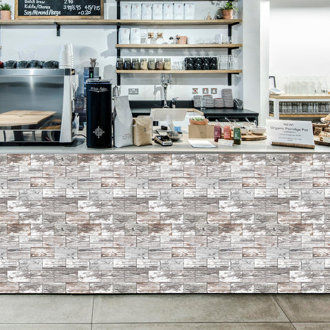 Vintage-Inspired Soft Gray and White Wood Peel and Stick Tile – Durable PVC with Unique Patterns